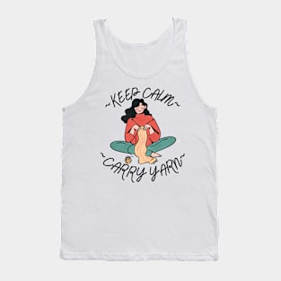 Keep Calm Carry Yarn Funny Tank Top